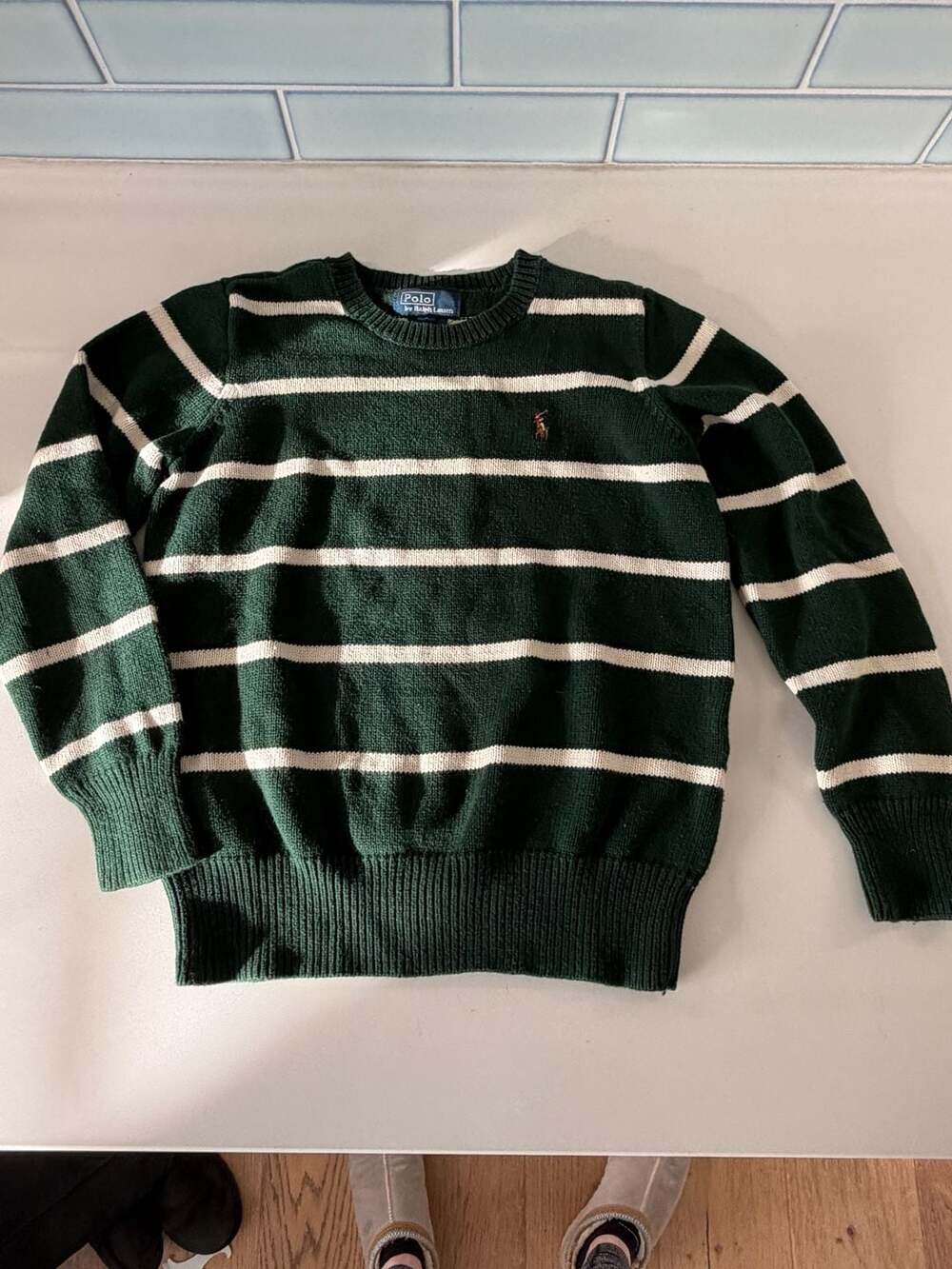 Polo by Ralph Lauren Boys Striped Cotton Crewneck Sweater Size S